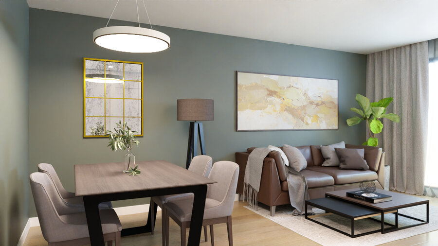 Salón comedor con cocina integrada