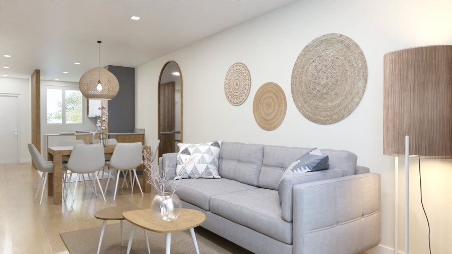 Salón de una vivienda con jardín de dos dormitorios de Los Cañamares