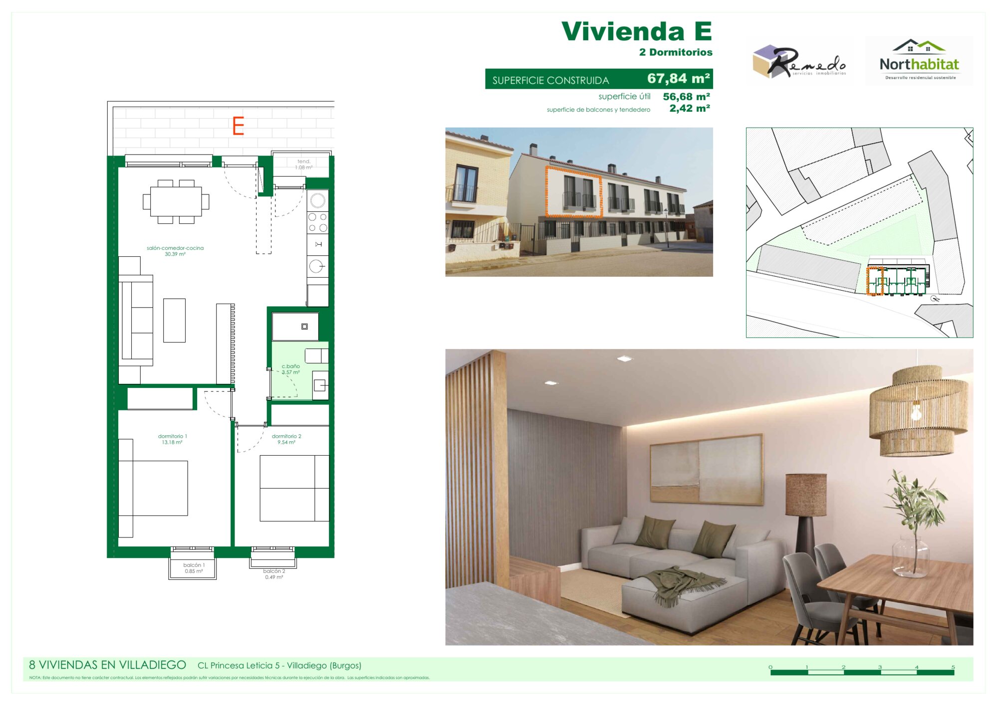 Plano de la vivienda E de Los Cañamares, planta primera