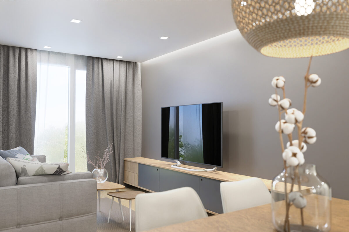 Salón de una vivienda de dos dormitorios de Los Cañamares